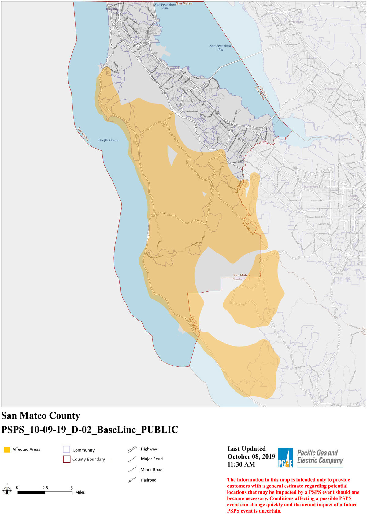 PG&E outage map